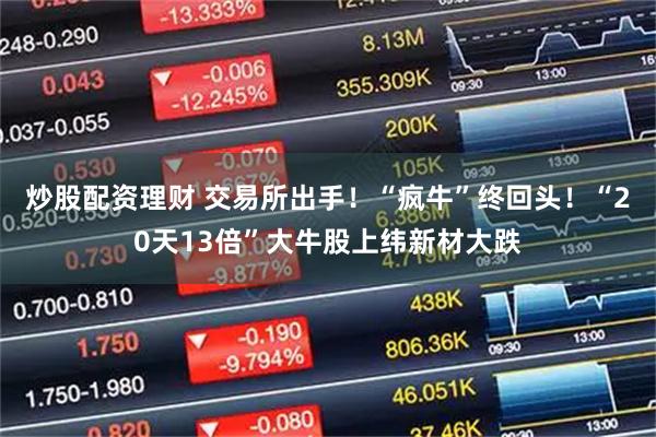 炒股配资理财 交易所出手！“疯牛”终回头！“20天13倍”大牛股上纬新材大跌